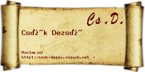 Csák Dezső névjegykártya
